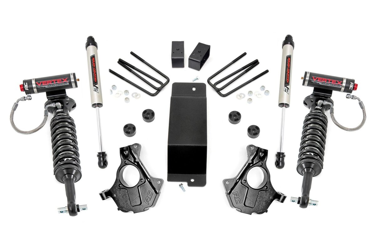 Chevrolet Silverado 1500 LD Suspension Lift Kit - Front + Rear - Rough Country - 3.5 Inch Lift Kit | Alu/Stamp Steel LCA | Vertex/V2 - 2019